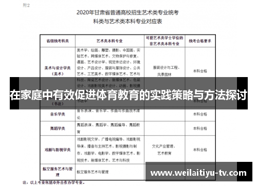 在家庭中有效促进体育教育的实践策略与方法探讨